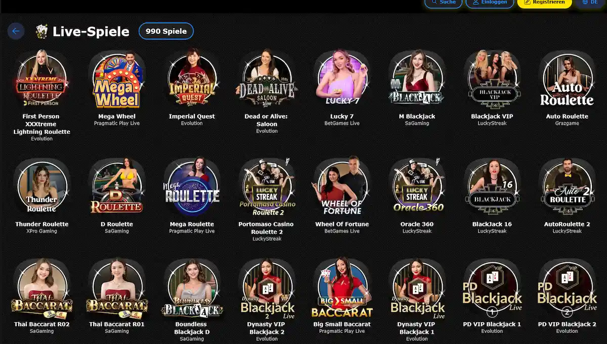 Live-Casino-Tische mit echten Dealern bei 7gold Casino